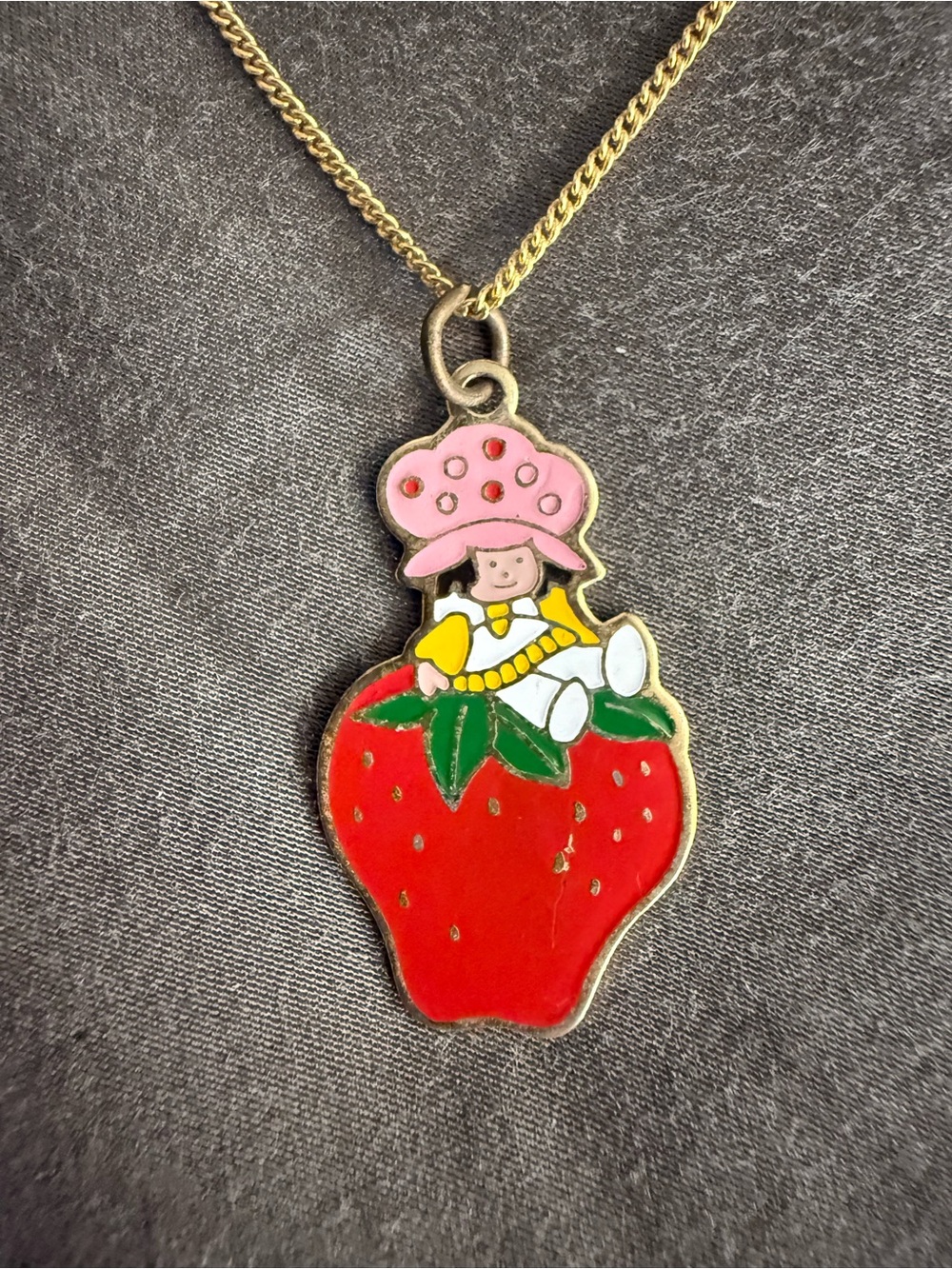 Strawberry shortcake pendant necklace